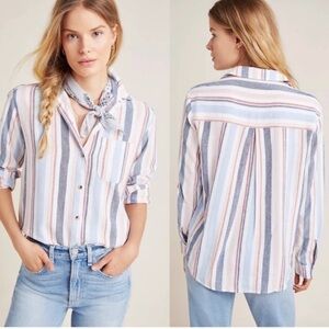 Maeve Anthropologie Chatham Striped Button Down Shirt size‎ XS